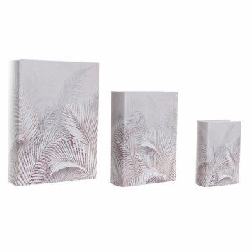 Bloks DKD Home Decor Grāmata Canvas Tropiskais Koks MDF (22 x 7 x 30 cm) (2 gb.) (3 Daudzums)