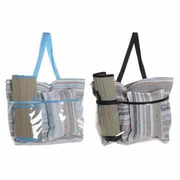 Пляжная сумка DKD Home Decor Полотно Серый Синий Коричневый полиэстер Зеленый PVC (44 x 23 x 62 cm) (2 штук)