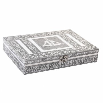 Lādīte DKD Home Decor Sudrabains Koks Alumīnijs Zaļš (28 x 20 x 5 cm)
