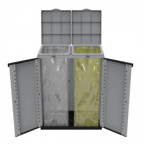 Bigbuy Cleaning Atkārtoti Pārstrādājamo Atkritumu Tvertne Melns/Pelēks (68 x 39 x 88,7 cm) image 1