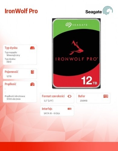 Seagate Disc IronWolfPro 12TB 3.5 256MB ST12000NT001 image 2