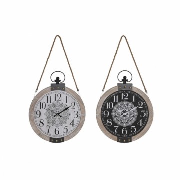 Настольные часы DKD Home Decor Melns Balts Dzelzs Mandala Koks MDF (40 x 6,5 x 46 cm) (2 gb.)