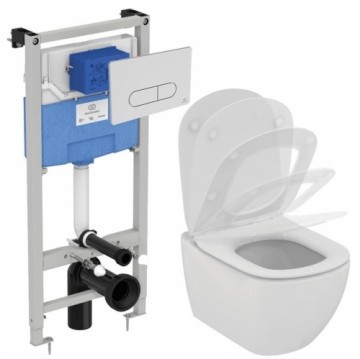 Ideal Standart WC sistēma IDEALStandard (WC rāmis ProSys 120+pods Tesi ar Soft Close vāku+poga Oleas M1 hroms)