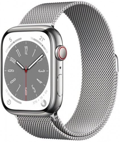 Apple Watch 8 GPS + Cellular 45mm Stainless Steel Milanese Loop, silver (MNKJ3EL/A) image 1