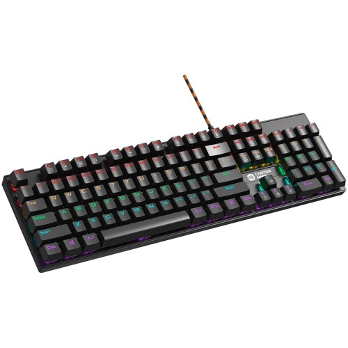 Canyon Wired black Mechanical keyboard With colorful lighting system104PCS rainbow backlight LED，also can custmized backlight,1.8M braided cable length ,rubber feet，English layout double injection ，Numbers 104 keys,keycaps,0.7kg，Size 429*124*35mm image 2