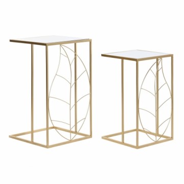 Набор из двух столиков DKD Home Decor Зеркало Позолоченный Металл (37 x 37 x 65 cm)