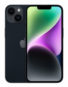 Apple  
         
       iPhone 14 Midnight, 6.1 ", Super Retina XDR, 2532 x 1170 pixels, , A15 Bionic, Internal RAM 4 GB, 128 GB, Dual SIM, Nano-SIM, 5G, Main camera 12+12 MP, Secondary camera 12 MP, iOS, 16, 3279 mAh