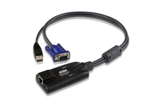 Aten  
         
       USB VGA KVM Adapter 1 x RJ-45 Female, 1 x USB Male, 1 x HDB-15 Male image 1