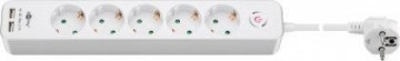 Goobay  
         
       5-way power strip with switch and 2 USB ports 1.5 m White