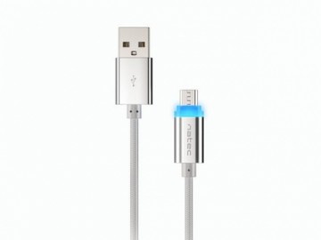 Natec  
         
       Prati, USB Micro to Type A Cable 1m, LED, Silver