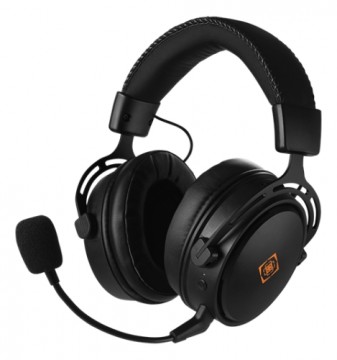 Ausinės DELTACO GAMING belaidės, 17 val. grojimo laikas, 2.4 GHz USB imtuvas, 1100 mAh baterija, juodos / GAM-109