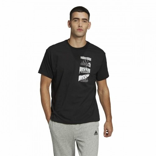 Vīriešu Krekls ar Īsām Piedurknēm Adidas Essentials Brandlove Melns image 3