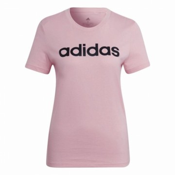 Sieviešu Krekls ar Īsām Piedurknēm Adidas Loungewear Essentials Slim Logo Rozā