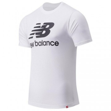Vīriešu Krekls ar Īsām Piedurknēm New Balance Essentials Stacked Balts