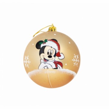 Ёлочный шарик Mickey Mouse Happy smiles Позолоченный 6 штук Пластик (Ø 8 cm)