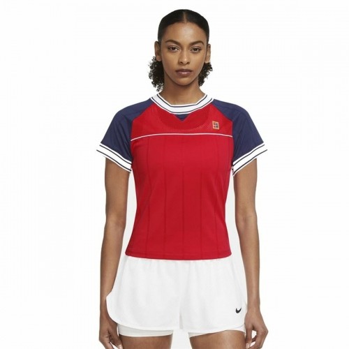 Sieviešu Krekls ar Īsām Piedurknēm Nike Zils Teniss Sarkans image 1