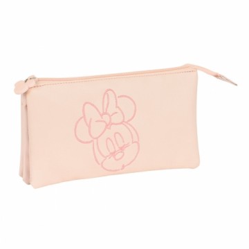 Тройной пенал Minnie Mouse Baby Розовый (22 x 12 x 3 cm)