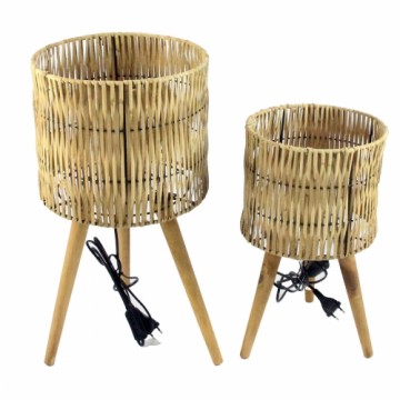 Galda lampa DKD Home Decor Brūns Rotangpalma 2 Daudzums (30 x 30 x 73 cm)
