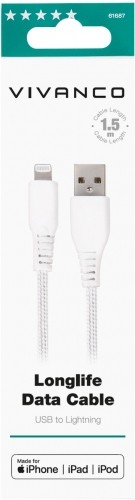 Vivanco cable USB - Lightning 1.5m, white (61687) image 2