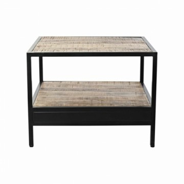 Вспомогательный стол DKD Home Decor Чёрный Металл Коричневый Древесина манго (60 x 60 x 46 cm)