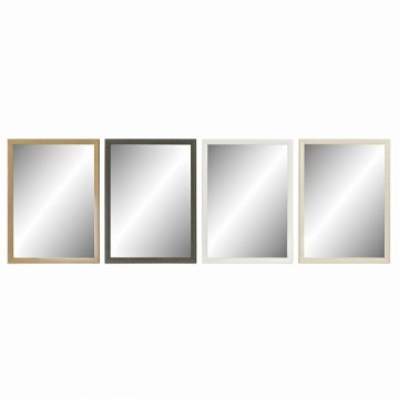 Настенное зеркало DKD Home Decor Стеклянный Натуральный Серый Коричневый Белый PS 4 штук (56 x 2 x 76 cm)