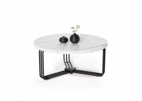 Halmar ANTICA coffee table top - white marble, frame - black (2box = 1pc) image 1