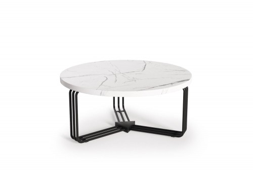 Halmar ANTICA coffee table top - white marble, frame - black (2box = 1pc) image 3