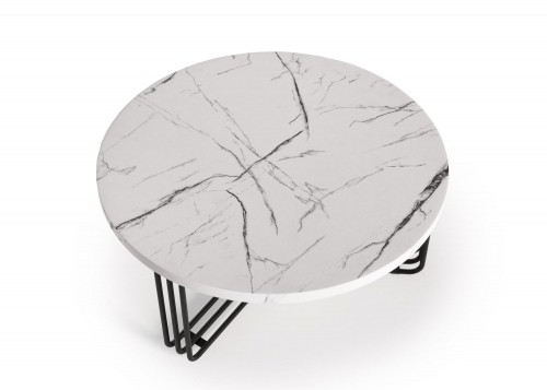 Halmar ANTICA coffee table top - white marble, frame - black (2box = 1pc) image 4