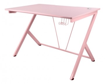 Žaidimų stalas DELTACO GAMING PINK LINE PT85, metalinės kojos, PVC dengtas paviršius, integruotas ausinių laikiklis, rožinis / GAM-055-P