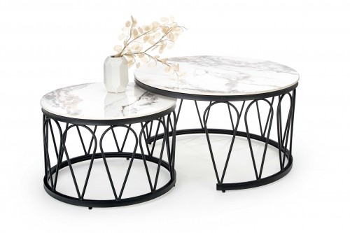 Halmar FORMOSA set of 2 coffee tables, white marble image 1