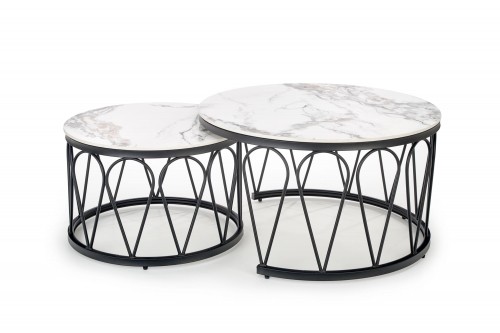 Halmar FORMOSA set of 2 coffee tables, white marble image 2