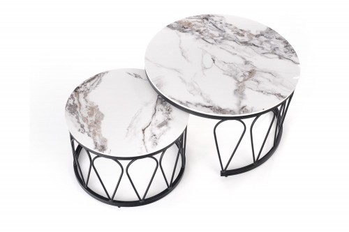 Halmar FORMOSA set of 2 coffee tables, white marble image 3