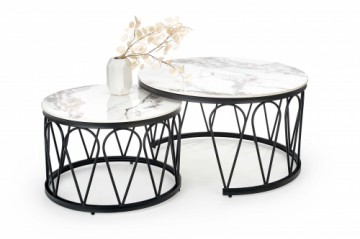 Halmar FORMOSA set of 2 coffee tables, white marble