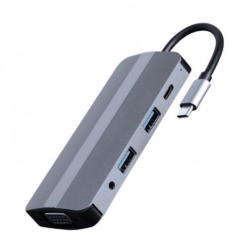 Gembird Adapter USB-C 8in1, HDMI, USB-C, PD, VGA, USB 3.1, 2.0, audio, card reader image 1