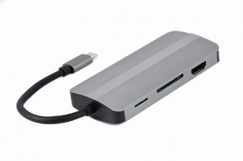 Gembird Adapter USB-C 8in1, HDMI, USB-C, PD, VGA, USB 3.1, 2.0, audio, card reader image 2