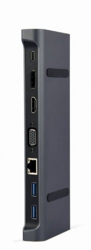 Gembird Adapter USB-C 9in1, HDMI, USB-C PD, VGA, DP, USBx3, Audio, LAN image 1