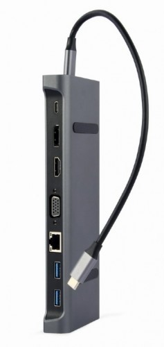 Gembird Adapter USB-C 9in1, HDMI, USB-C PD, VGA, DP, USBx3, Audio, LAN image 2