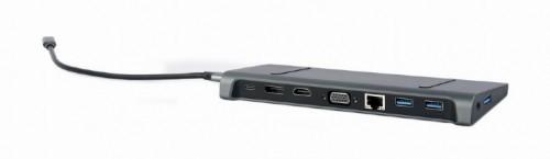 Gembird Adapter USB-C 9in1, HDMI, USB-C PD, VGA, DP, USBx3, Audio, LAN image 4