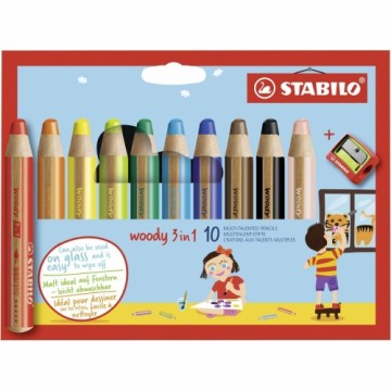 Цветные карандаши Stabilo Woody Разноцветный 3-в-1 10 Предметы