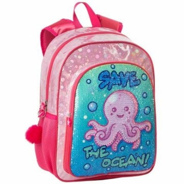 Школьный рюкзак Save the Ocean! Розовый Осьминог (31 x 42 x 15 cm)