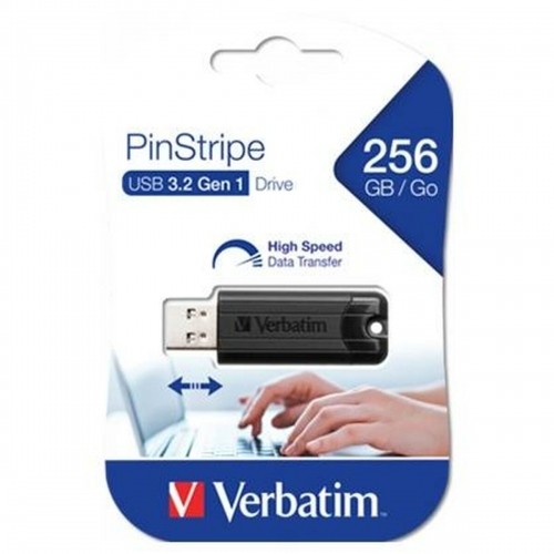 USB Zibatmiņa Verbatim PinStripe 3.0 256 GB Melns image 1