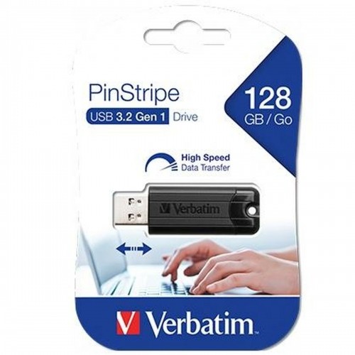USB Zibatmiņa Verbatim PinStripe 3.0 128 GB Melns image 1