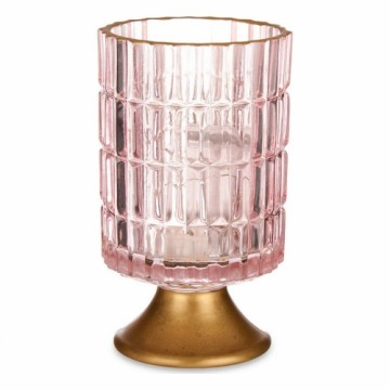 Gift Decor LED laterna Strīpas Rozā Bronza Stikls (10,7 x 18 x 10,7 cm)