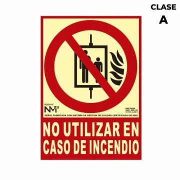 Знак Normaluz No utilizar en caso de incendio PVC (21 x 30 cm)