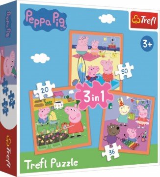 TREFL PEPPA PIG Pužļu komplekts 3in1 Peppa