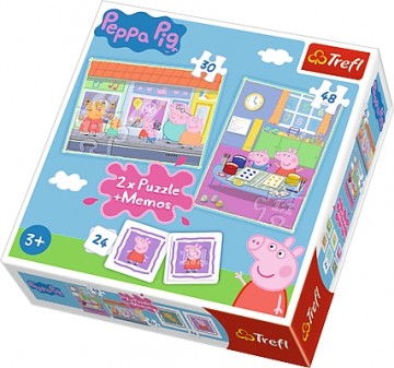 TREFL PEPPA PIG Комплект пазлов "Свинка Пеппа" 30шт. + 48шт. + 24 мемо