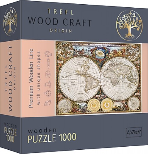 Trefl Puzzles TREFL Koka puzle - Seno laiku pasaules karte, 1000gb image 1