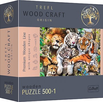 Trefl Puzzles TREFL Koka puzle - Savvaļas kaķi džungļos, 500gb