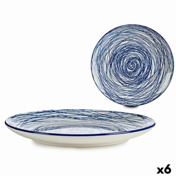 Vessia Плоская тарелка Strīpas Porcelāns Zils Balts 6 gb. (24 x 2,8 x 24 cm)