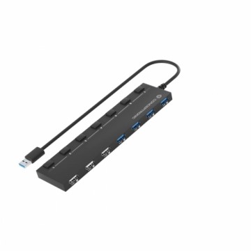 USB Centrmezgls Conceptronic HUBBIES09BP Melns 7-in-1